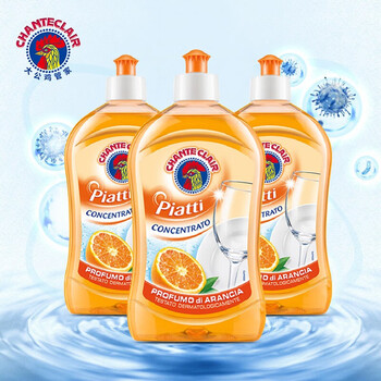 大公鸡管家 浓缩香橙洗洁精500ml*3瓶  果蔬清洗剂护手润肤餐具清洁剂食用级