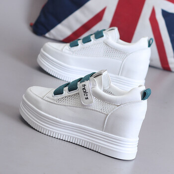 没有鞋带的运动鞋女不用系鞋带的女鞋免系夏季网纱透气内增高8cm小鞋