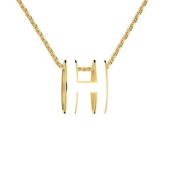 hermes爱马仕项链女士poph珐琅椭圆吊坠项链爱马仕h项链白色黄金色链