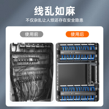 山泽（SAMZHE）理线架12档24口 工程级加厚型机柜网络理线架线缆管理器 19寸 WAN-11