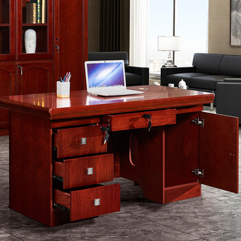 中伟（ZHONGWEI）E0级老板桌办公桌油漆商务办公室实木贴皮主管桌职员办公桌1.4米