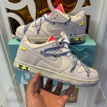 dunk low联名ow绑带aj情侣鞋男2022新款黑曜石低帮板 ow白灰 43