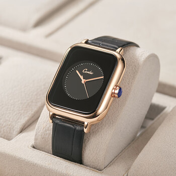 carlex方形女生小众时尚潮流初高中简约潮酷中学生手表防水女款黑色