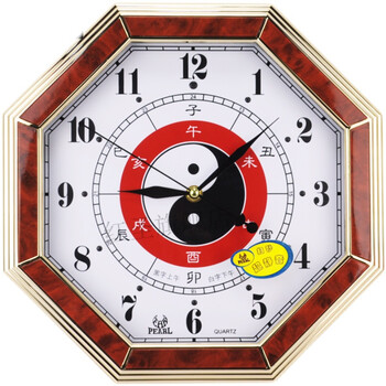 八卦钟客厅 八卦钟机械 机械闹钟上发条复古太极八卦扫秒石英壁钟表