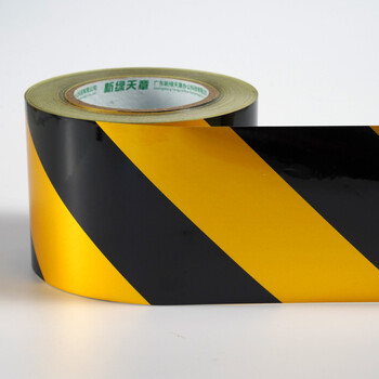 天章（TANGO）PET反光警示胶带100mm*45米骑行反光贴路面车身衣服黑黄斜纹斑马宽胶带地标线地面安全标识