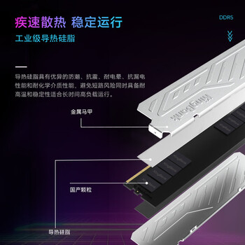 金百达（KINGBANK）32GB(16GBX2)套装 DDR5 6000 台式机内存条 国产颗粒 银爵 C36 Deepseek硬件