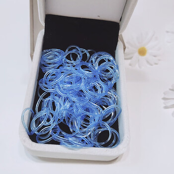 发饰约克夏橡皮筋马尔济斯扎辫子发圈d217透明圆皮筋蓝色100根袋装