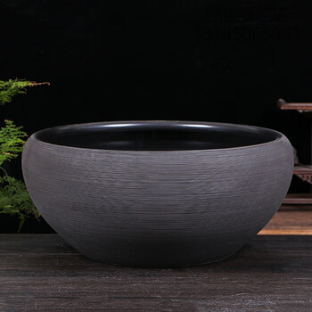 荷花缸家用大缸养鱼金鱼盆荷花缸水缸 养鱼 景德镇陶瓷鱼缸 黑色 黑