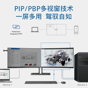 飞利浦（PHILIPS）45英寸 带鱼屏 准5K 32:9 曲屏显示器 TypeC100W 100%sRGB 分屏 智能双芯设计显示屏 45B1U6900C