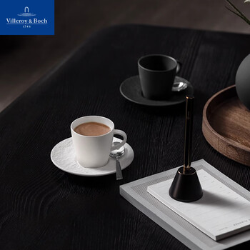 唯宝（Villeroy Boch）匠心岩咖啡杯套装高颜值下午茶杯碟礼盒陶瓷杯水杯情侣杯2杯2碟白