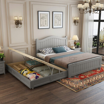 带抽屉的床箱式床实木床15米储物床抽拉床双人床榻榻米床床拖床带抽屉