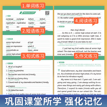 六品堂 高中英语字帖衡水体必修人教版同步高考高一练字帖作文生词汇初升高衔接高二三英文范文临摹练字