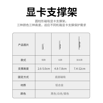 科乐浦（KELEPU）显卡支撑架 台式电脑独立显卡支架 千斤顶 铝合金材质 底部磁力吸附 高低调整4.8-7.8cm黑色