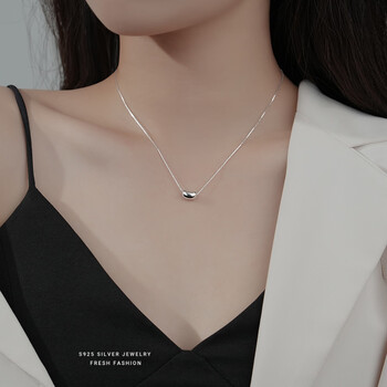 周大古925银豆豆项链新款女生简约气质设计小众锁骨链情人节520七夕