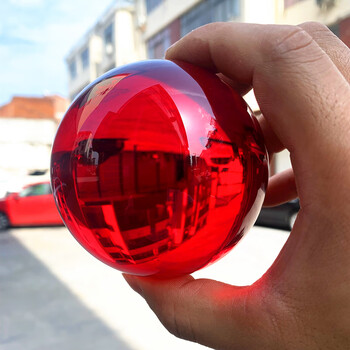 人造蓝色粉红色紫色玻璃光球柜台装饰摆件创意家居 8厘米大红色光球