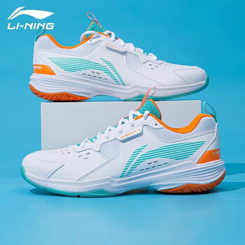 李宁（LI-NING）羽毛球鞋全能王V男女同款减震训练鞋白/浅松绿AYTT001-2 白/绿 43