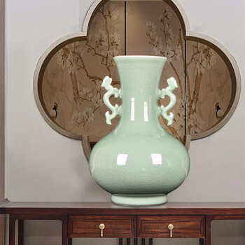 青瓷双耳瓶- 京东