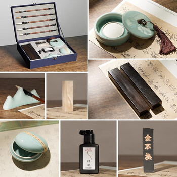 玉水湖毛笔套装高档文房四宝全套送礼笔墨纸砚入门小学生成人书法练字专用礼盒砚台镇尺摆件生日礼物