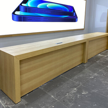 溥畔苹果体验台电脑笔记本苹果手机店手机展示桌木纹烤漆中岛靠墙家具