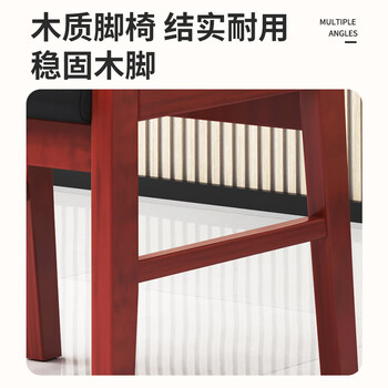 义利德木制会议椅中式办公椅木制培训椅子皮革椅麻将椅 直腿无扶手