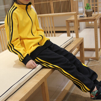 育才小学校服广州男女小学生黄色儿童运动服2022夏季短袖裤t外套130cm