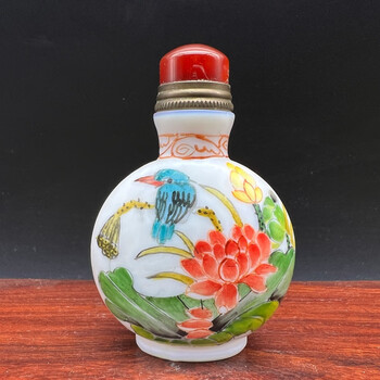 古月轩鼻烟壶手绘图案送长辈朋友自己用把玩盖子带勺送手把绳 古月轩