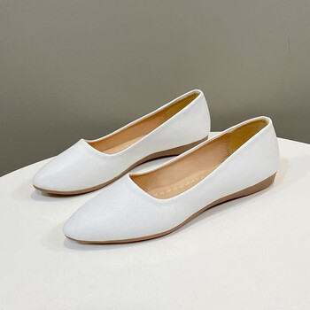 工作鞋白色护士鞋软底单鞋女2023年新款内增高坡跟尖头平底鞋白色35