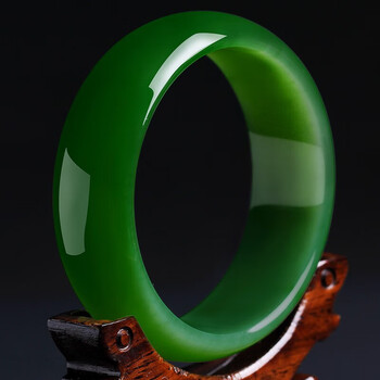 媛渡碧玉手镯和田玉老坑料玉石菠菜绿女款满绿玉镯少女款翠绿 玉镯