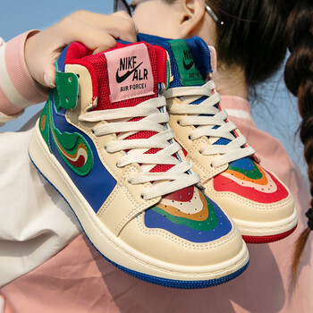 oeny飞马aj特别的情侣鞋子2022新款板鞋男双色鸳鸯运动鞋女 彩虹鸳鸯