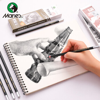 马利(Marie's)14B亚光铅笔12支装 素描绘画绘图考试六角木杆炭笔铅笔 学生初学者考试画画专用C7104 速写 马克笔绘画