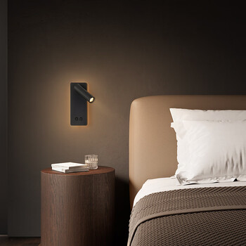 目赖 壁灯led床头灯卧室书房间个性简约带开关免接布线北欧酒店阅读灯