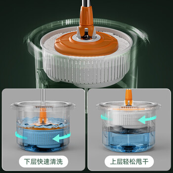 博生旋转拖把40CM杆长127CM2配布单桶干湿分离旋转拖把套装 博生旋转拖把40CM杆长127CM2配布单桶干湿分离旋转拖把套装