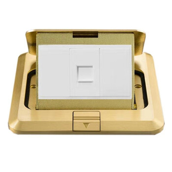 德雕dediao开关插座金色五孔铜地插隐藏弹起式防水地板地插网络地插