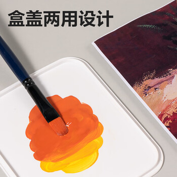 得力（deli）多功能洗笔筒手提分区带插笔孔洗笔桶油画笔白色基础款画材画刷HS711