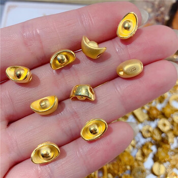 999足金小元宝金元宝转运珠路路通本命年男女手串手链黄金 磨砂元宝0