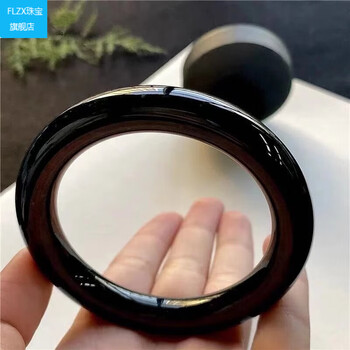 手镯缅甸老坑胖圆条翡翠墨翠种玉镯子男女款附证书 60号【图片 价格