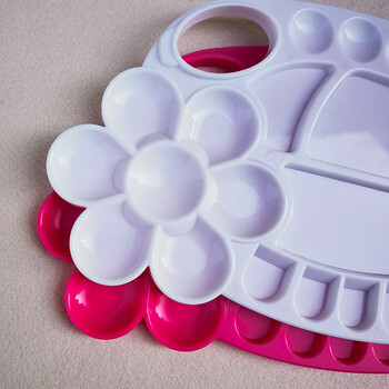 【全网低价】芬尚 儿童彩色颜料盘 幼儿园美术绘画调色盘可装水粉水彩颜料 红白24*14.5cm（两个装）