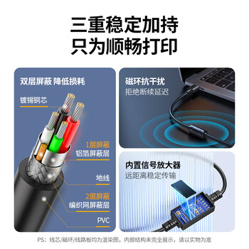 绿联 打印机数据线/USB2.0AM/BM方口接头高速打印线/惠普HP佳能爱普生打印机连接线黑色 US104 10327