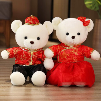 礼物熊压床娃娃一对婚庆毛绒玩具泰迪熊公仔婚纱熊情侣婚房新婚结婚