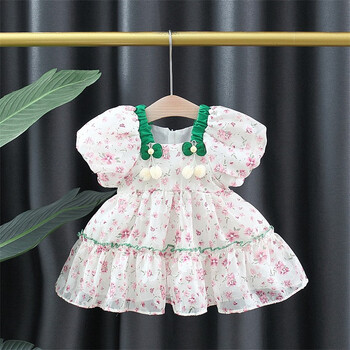 童装裙子夏季薄款一岁女宝宝衣服碎花儿童公主裙粉色连衣裙100码建议