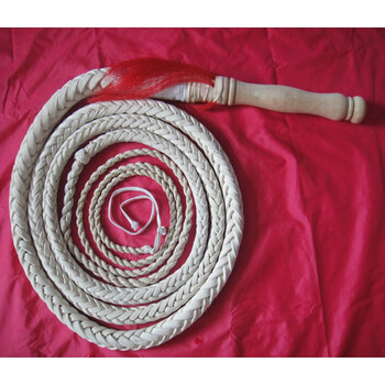 牛皮鞭子健身鞭子响鞭甩鞭陀螺鞭武术防身鞭钢鞭 白色4.5米纯牛皮鞭