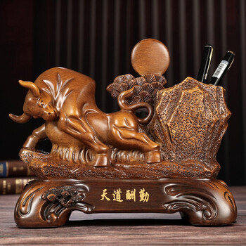 创意笔筒摆件工艺礼品老板办公室桌面中式装饰品书房送老师乔迁生日