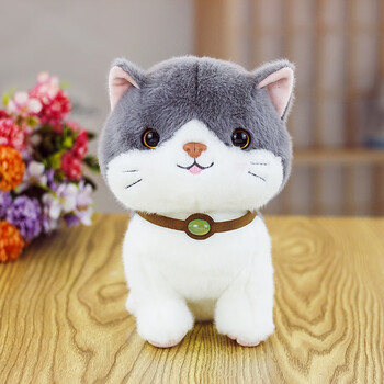 宝宝超喜欢的可爱小猫公仔毛绒玩具会叫的灰色猫咪玩偶儿童安抚布娃娃