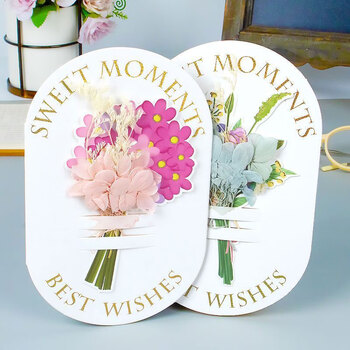 狮洛德 母亲节干花贺卡diy创意新年卡片生日贺卡立体造型留言祝福卡2张