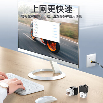 山泽六类网络模块 CAT6千兆网线面板非屏蔽免打模块 RJ45水晶头母座电脑网线镀金连接头直通头 WMD-006
