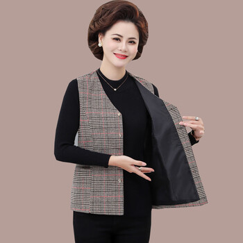 妈妈坎肩女式中老年人春秋季马甲装薄款女短款宽松大号装马夹老年人