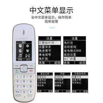 飞利浦（PHILIPS）无绳电话机 无线座机 单头机 办公家用 黑名单 来电报号/电话簿/反色屏幕 DCTG4901 黑色