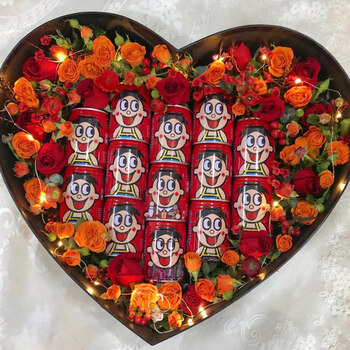 旺仔牛奶零食花束礼盒成品成都长沙鲜花速递同城生日配加花店13瓶旺仔