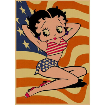 无印京选良品漫画海报bettyboop贝蒂娃娃插画酒吧咖啡厅复古牛皮纸