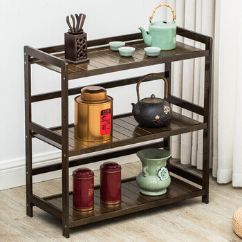 逐月茶室置物架茶室装饰茶叶柜置物架实木小型客厅茶室多层茶具架茶杯